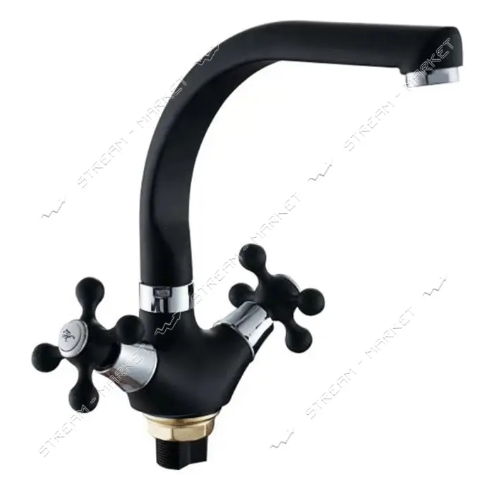 Смеситель для кухни MIXXUS COLOR 273 Black Г-образный гусак на гайке с кранбуксой 1slash2doublekav