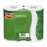 Туалетная бумага Ruta Selecta белая 150 отрывов 3 слоя 4 рулона                                     