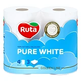 Туалетная бумага Ruta Pure White белая 150 отрывов 3 слоя 4 рулона                                  