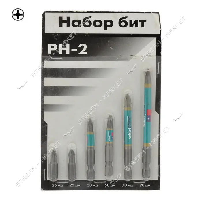 Набор бит на блистере РН-2x25мм 2 шт РН-2x50мм 2шт РН-2x70мм 1шт РН-2x90мм 1шт                      