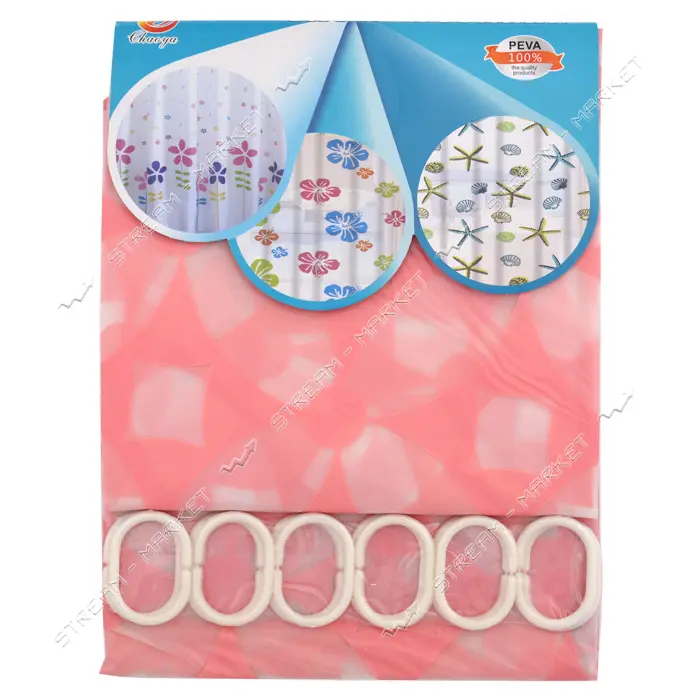 Штора для ванны Shower розовая силикон тонкий 180х180см
