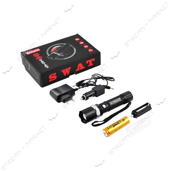 Фонарь Police T8626S-XPE 1х18650/3хААА З/У 220V/12V zoom Box