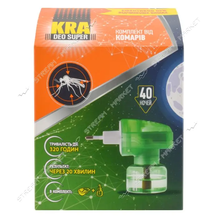 Набор жидкость плюс электрофумигатор от комаров KRA DEO SUPER 40 ночей