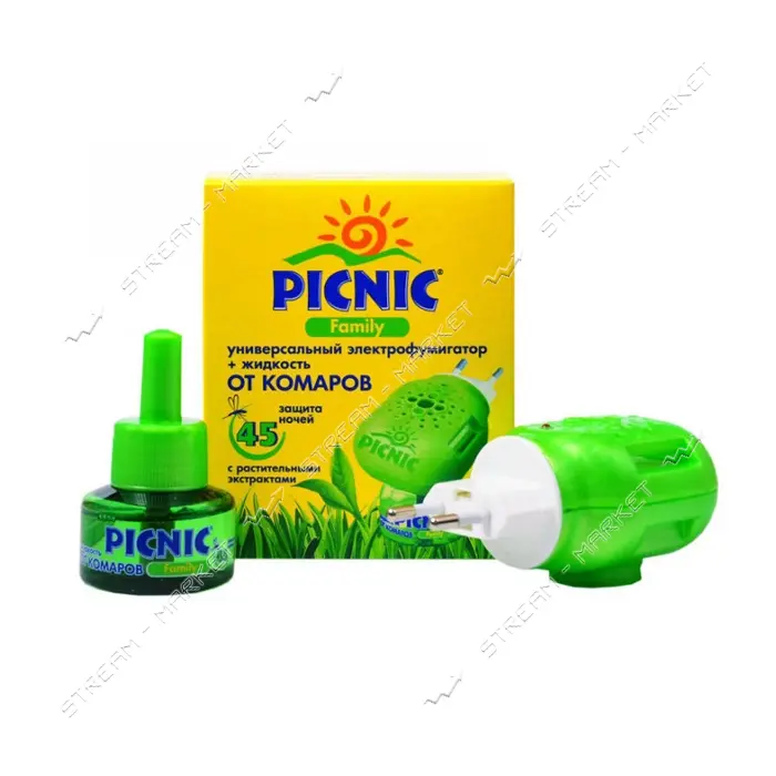 Набор жидкость плюс электрофумигатор от комаров Picnic Family 45 ночей                              