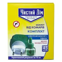 Электрофумигатор плюс жидкость от комаров Чистый дом для электрофумигатора 30 ночей                 