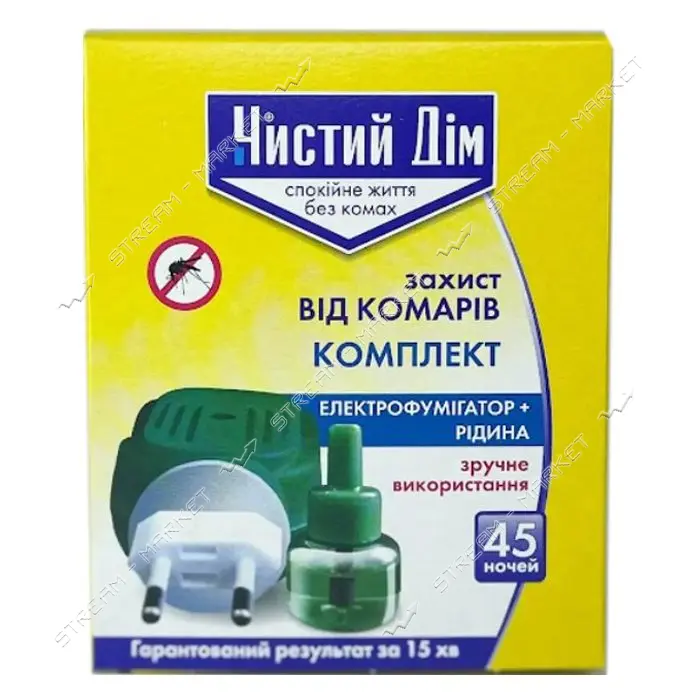 Электрофумигатор плюс жидкость от комаров Чистый дом для электрофумигатора 30 ночей                 