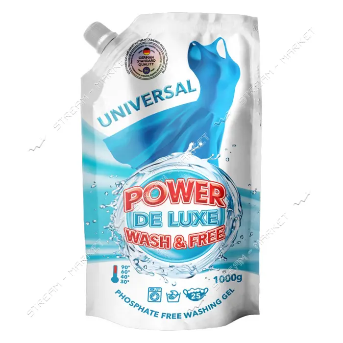 Гель для стирки Power De Luxe Универсальный дойпак 1л