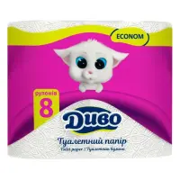 Туалетная бумага Диво Эконом 2 слоя 8 рулонов белая                                                 