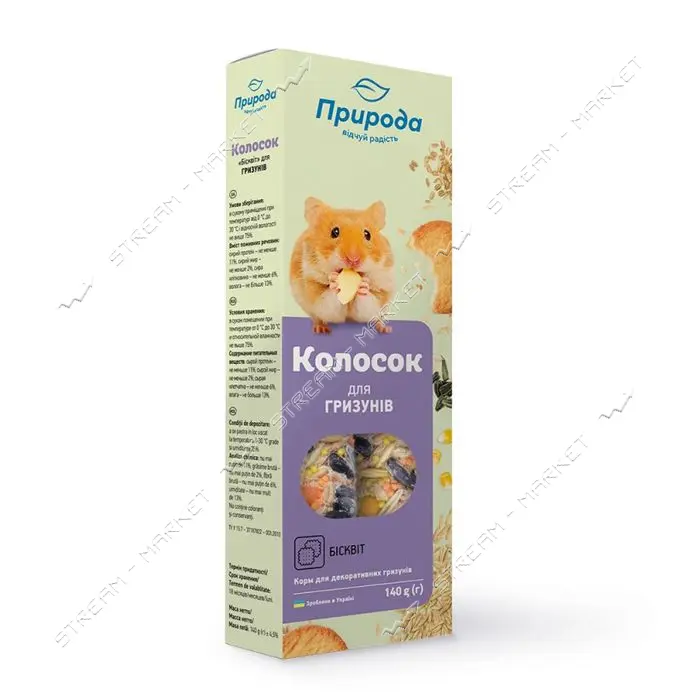 Колосок для грызунов бисквит Природа 140г                                                           