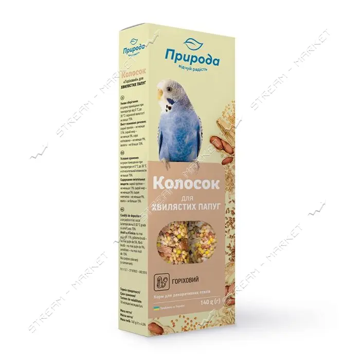 Колосок для попугая ореховый Природа 140г