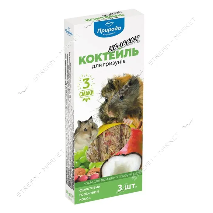 Колосок коктейль для грызунов фрукт орех кокос Природа 90г                                          