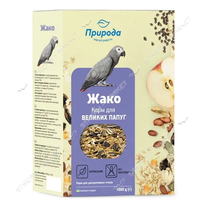 Корм для крупных попугаев Природа Жако 1кг                                                          