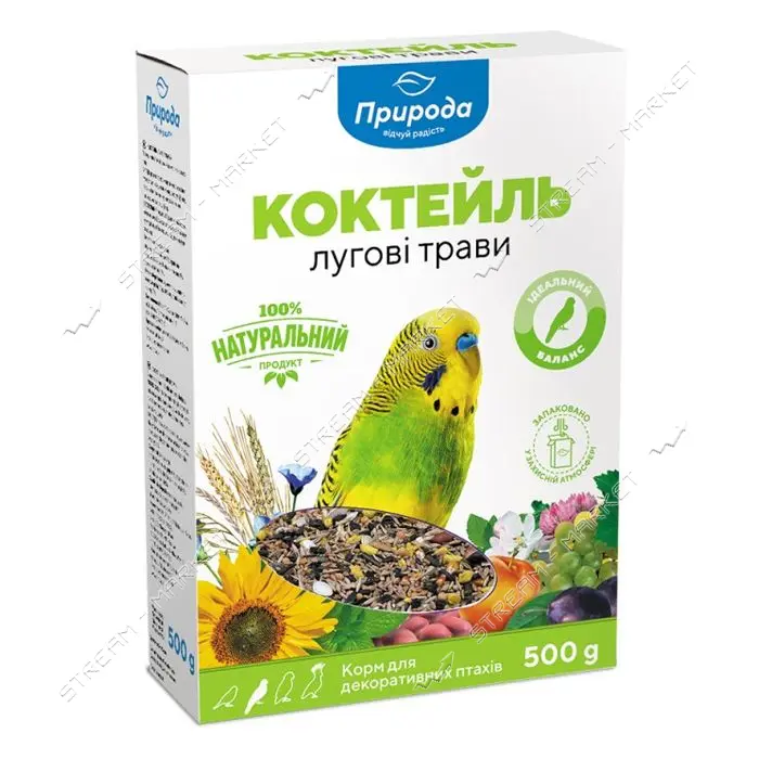 Корм коктейль для попугаев Природа Луговые травы 0.5кг картон                                       