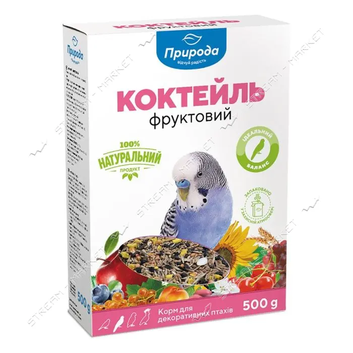 Корм коктейль для попугаев Природа Фруктовый 0.5кг картон