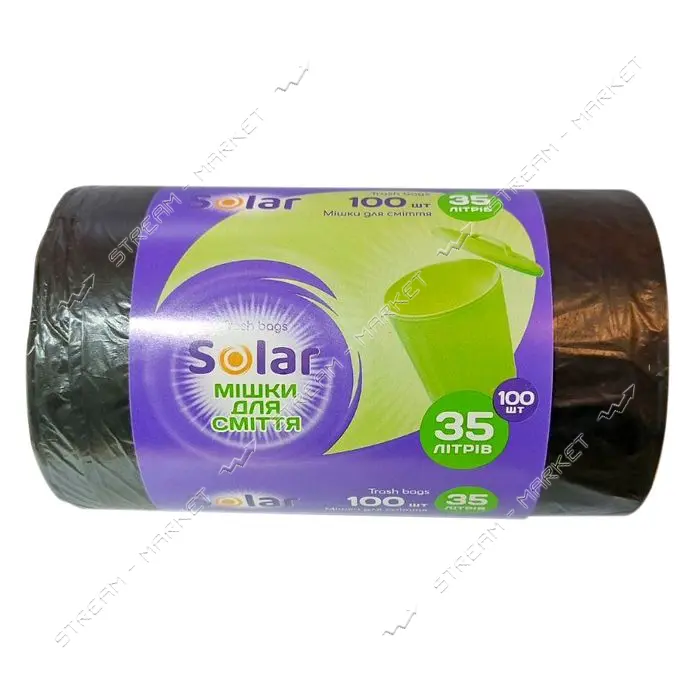 Пакеты мусорные Solar 35л/100шт