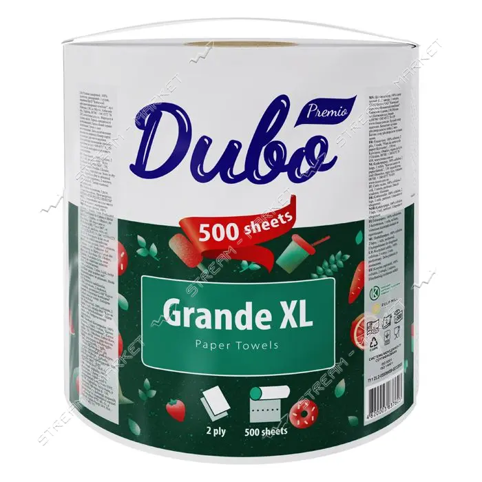 Бумажные полотенца Диво Premio Grande XL 2-слойные 1 рулон 500 отрывов белые