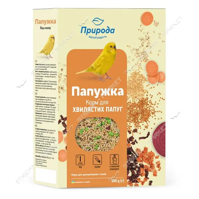 Корм для попугаев Природа Папужка йод плюс колор 500г NEW