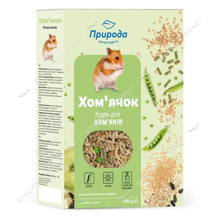 Корм для хомяков Природа Колор плюс энзим 500г NEW