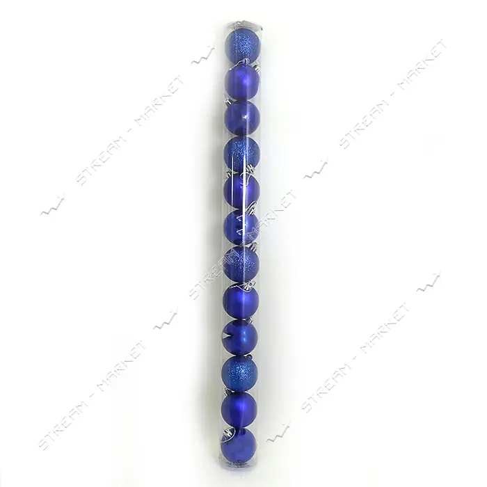Набор новогодних пластиковых шаров BLUE 0922-6BL12 d 6см 12шт синие                                 