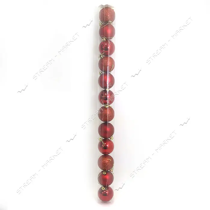 Набор новогодних пластиковых шаров RED 0922-6RD12 d 6см 12шт красные