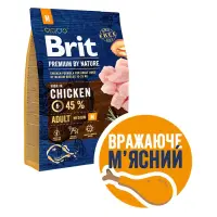 Сухий корм Brit Premium Dog Adult М для дорослих собак середніх порід зі смаком курки 3кг           