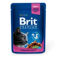 Консервы Brit Premium Cat pouch  для кошек Курица и индейка 100г                                    