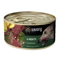 Консервы для взрослых собак Savory Dog Gourmand 4 вида мяса 200гр                                   