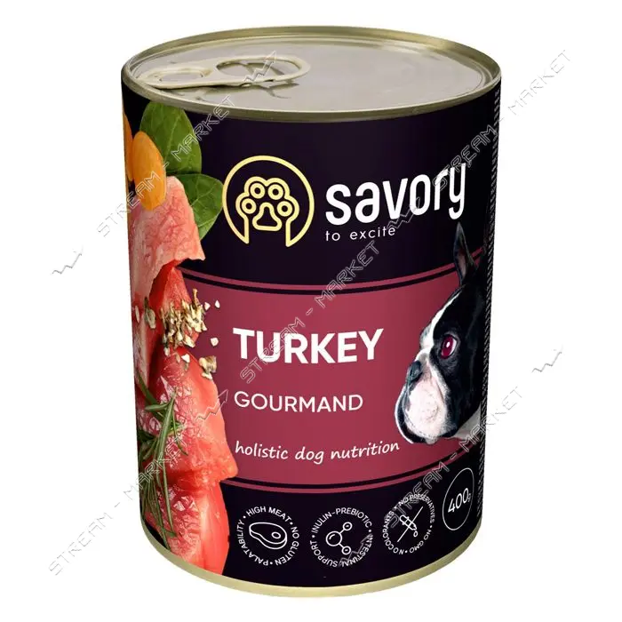 Консервы для взрослых собак Savory Dog Gourmand с индейкой 400гр
