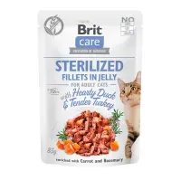 Філе в желе качка і індичка для стерилізованих Brit Care Cat pouch 85г                              