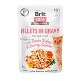 Филе в соусе нежная индейка и пикантный лосось Brit Care Cat pouch 85г                              