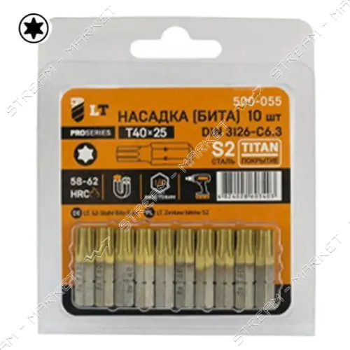 Бита LT/Maxidrill 500-055 Т40x25мм 1/4" S2 Титан 10шт блистер