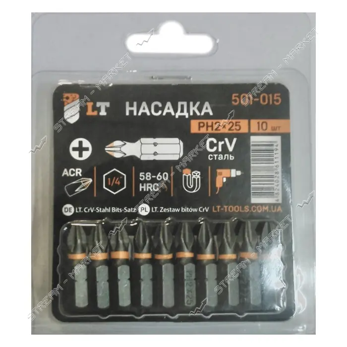 Бита LT/Maxidrill 501-015 PH-2х25 1/4 CrV 10шт