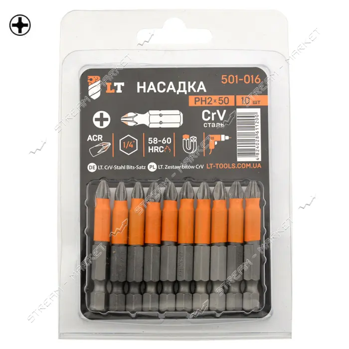 Бита LT/Maxidrill 501-026 PZ-1х50 1/4 CrV 10шт                                                      