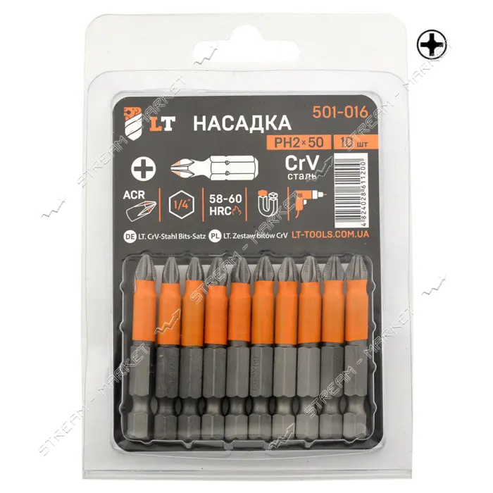 Бита LT/Maxidrill 501-029 PZ-3х25 1/4 CrV 10шт                                                      