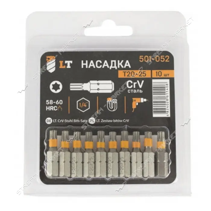 Бита LT/Maxidrill 501-052 T20х25мм 1/4 CrV 10шт