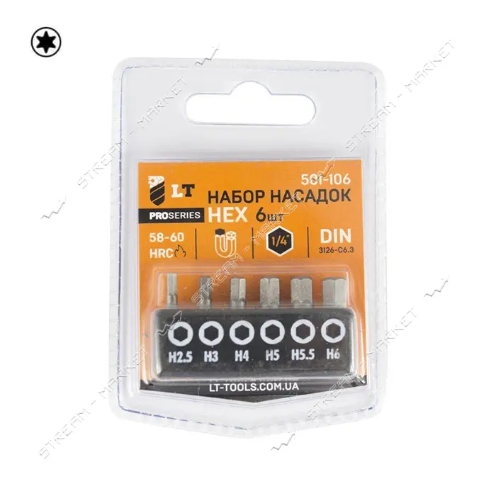 Набор бит LT/Maxidrill 501-106 HEX 25мм 6шт 2.5 3 4 5 5.5 6                                         