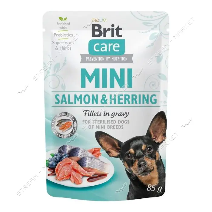 Филе в соусе для собак лосось и сельдь Brit Care Mini pouch 85г                                     