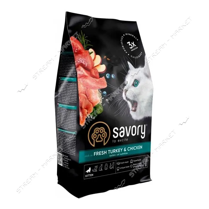 Сухой корм для кошек Savory Индейка и ягненок 400гр                                                 