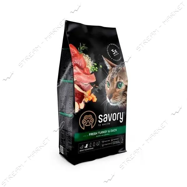 Сухой корм для котят Savory Свежая индейка и курица 2кг