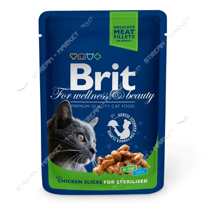 Консервы Brit Premium Cat pouch для стерилизованных котов Курица 100г