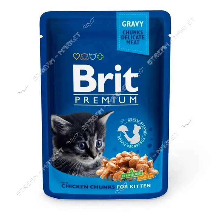 Консервы Brit Premium Cat pouch  для котят Курица 100г                                              