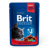 Консервы для кошек Brit Premium Cat pouch Тушеная говядина и горошек 100г                           