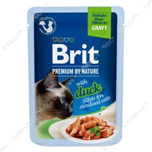Филе Утки в соусе для стерилизованных Brit Premium Delicate Cat pouch 85г                           