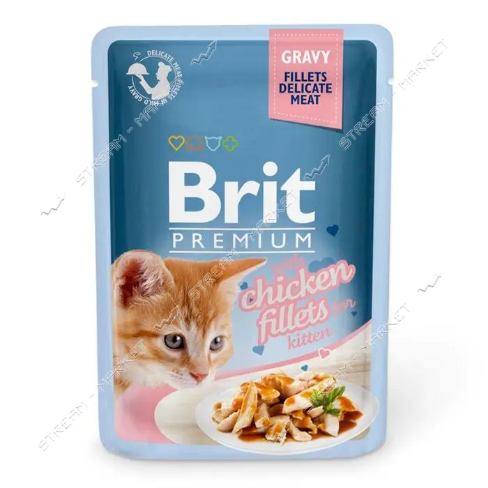 Филе курицы в соусе для котят Brit Premium Delicate Cat pouch 85г                                   