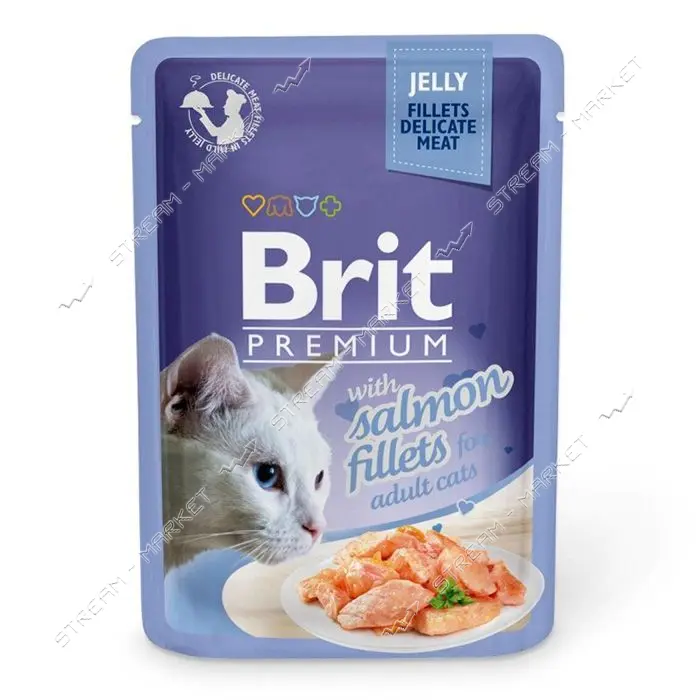 Филе лосося в желе Brit Premium Delicate Cat pouch 85г                                              