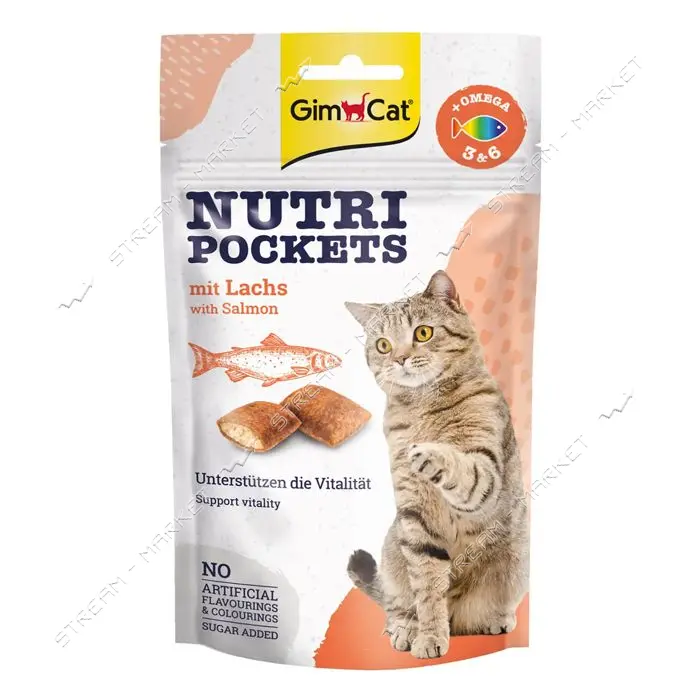 Лакомства для кошек Nutri Pockets Лосось Омега 3 плюс 6 60г                                         