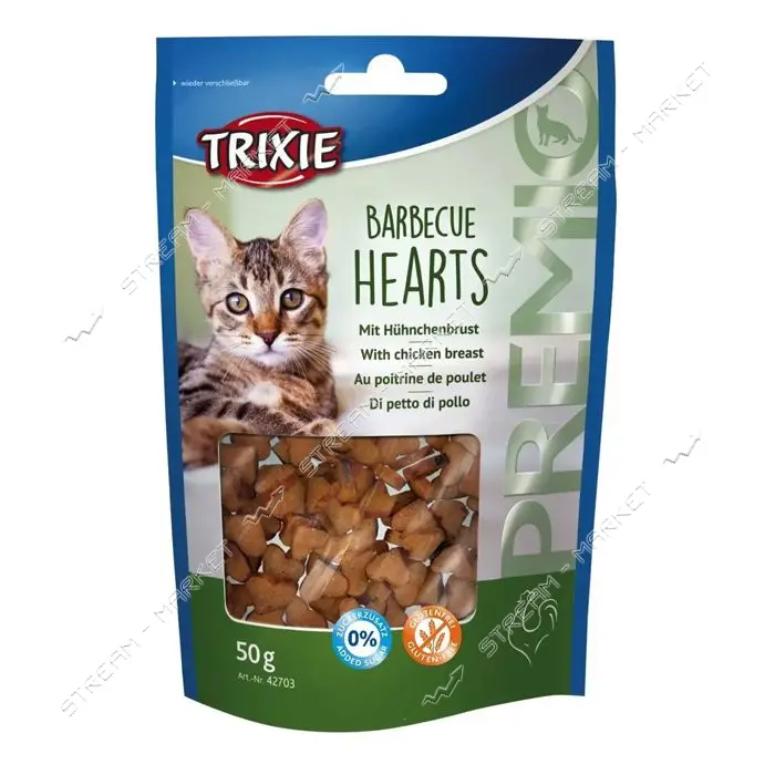 Лакомство для котов Trixie Premio Barbecue Hearts курица 50г
