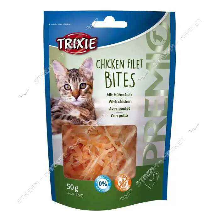 Лакомство для котов Trixie Premio Chicken Filet Bites филе куриное сушеное 50г