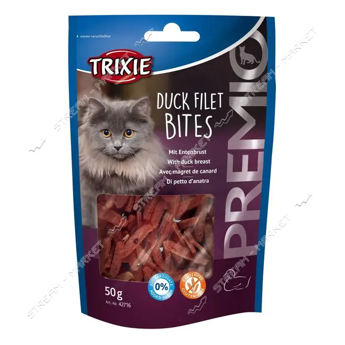 Лакомство для котов Trixie Premio Duck Filet Bites филе утки сушеное 50г