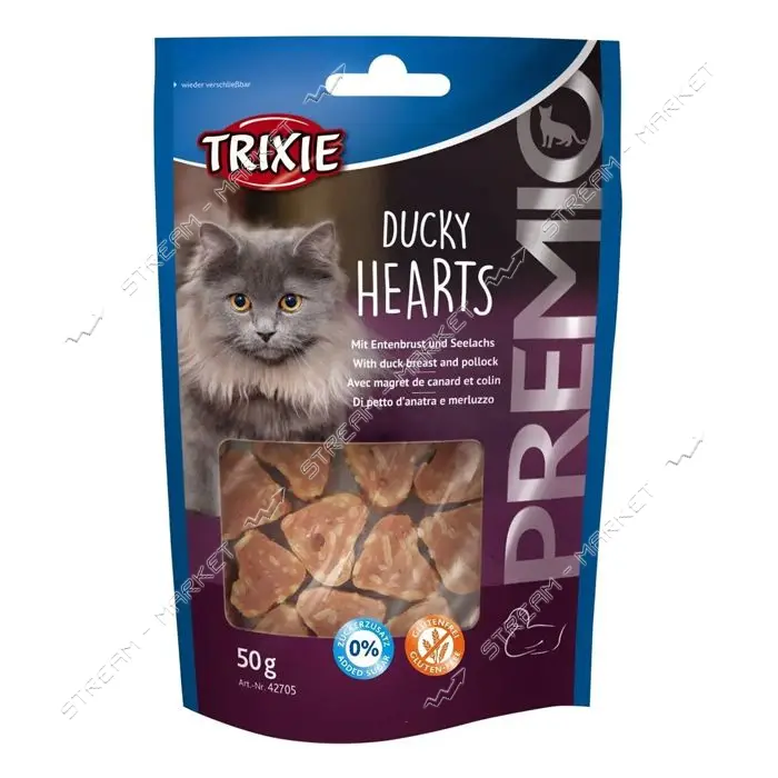 Лакомство для котов Trixie Premio Hearts утка и минтай 50г